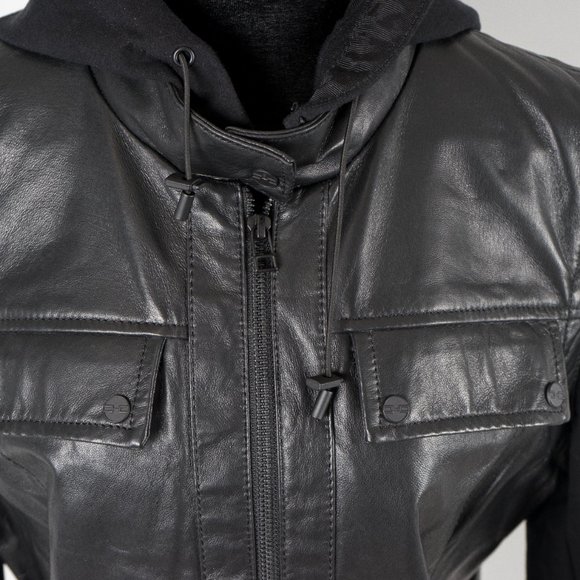 NWOT Danier leather/fabric hoodie jacket - Large - Picture 5 of 10